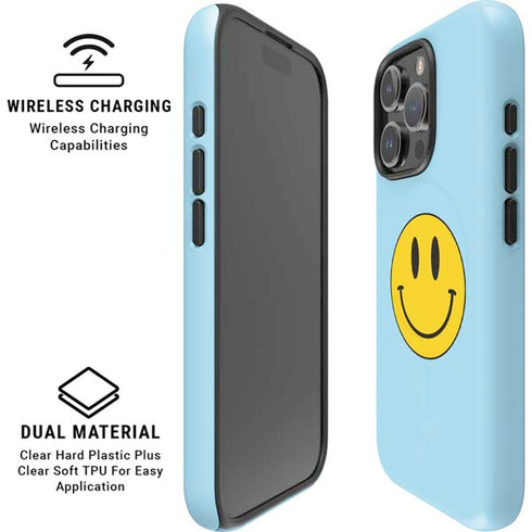 Blue Happy Face iPhone 16 Pro Magsafe Impact Case